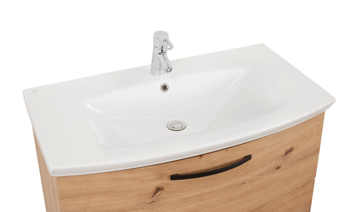 Skříňka s umývadlem FLORENZ -EXKLUSIV- - bílá/černá, Moderní, kov/kompozitní dřevo (90/60/45cm) - Mömax