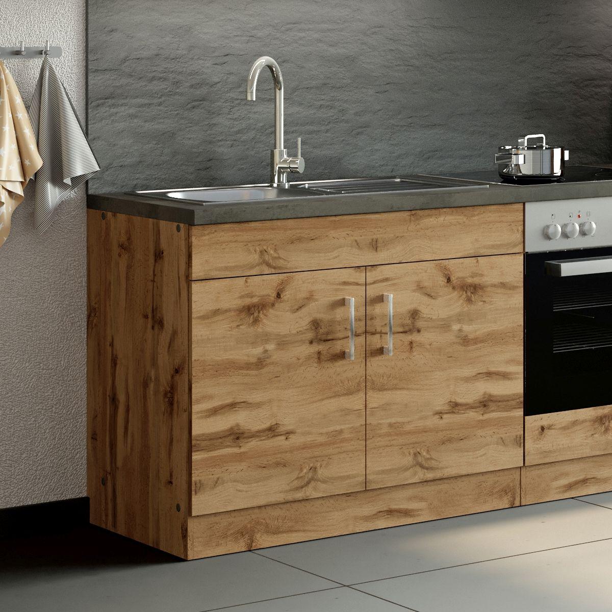 Spülenschrank Mit Spüle B. 100 cm Eiche Dekor - Eichefarben, MODERN, Holzwerkstoff (100/86/60cm) - Held