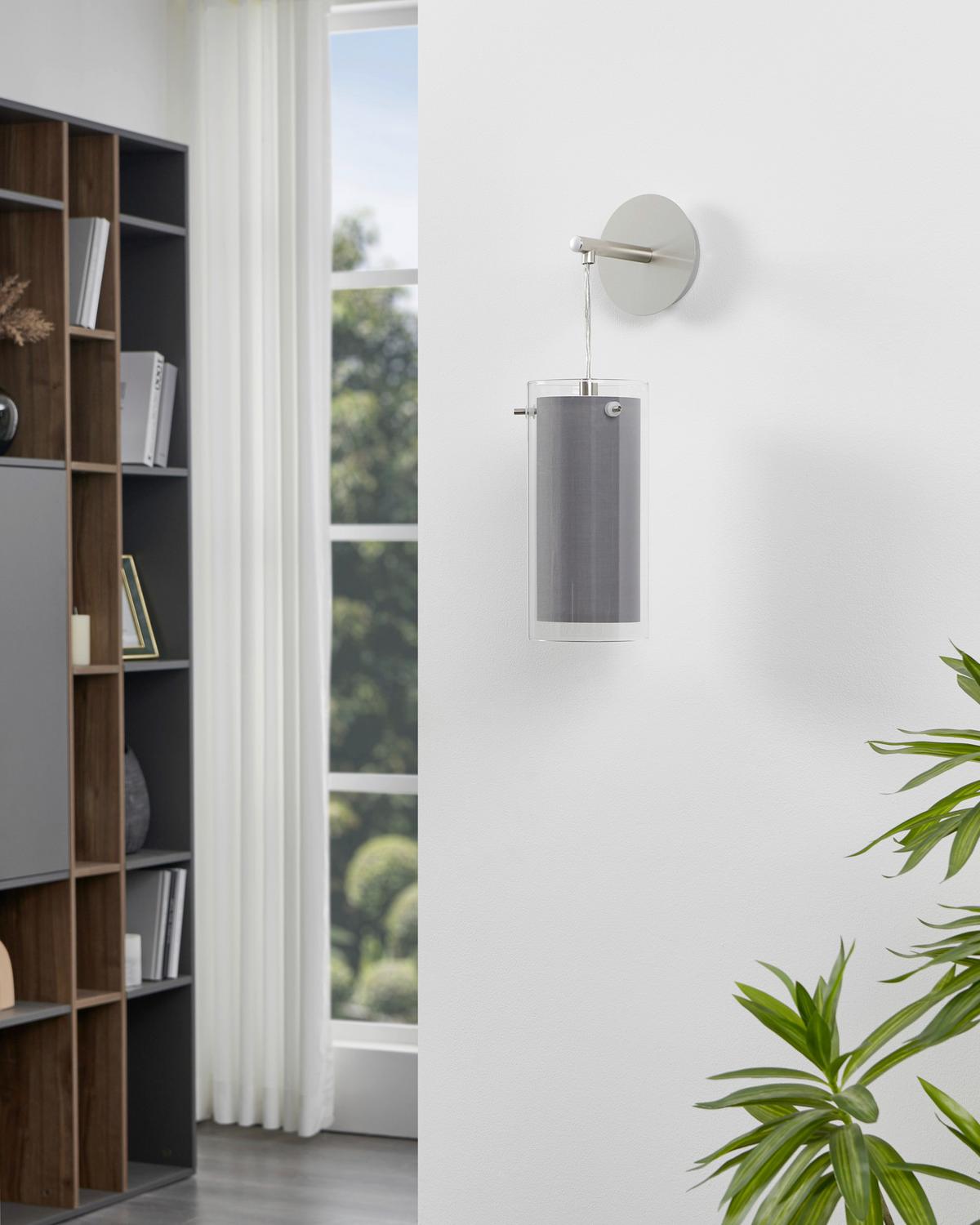 Wandleuchte 99288* Pinto Textil - Grau, Design, Glas/Textil (12/44,5cm) - Eglo