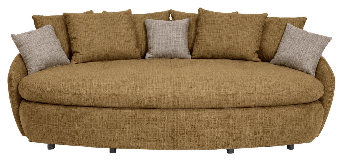 Megasofa Aruba 2 mit Kissen B: 238cm,karamell Chenille - Karamell/Schwarz, Trend, Textil (238/80/140cm) - Luca Bessoni