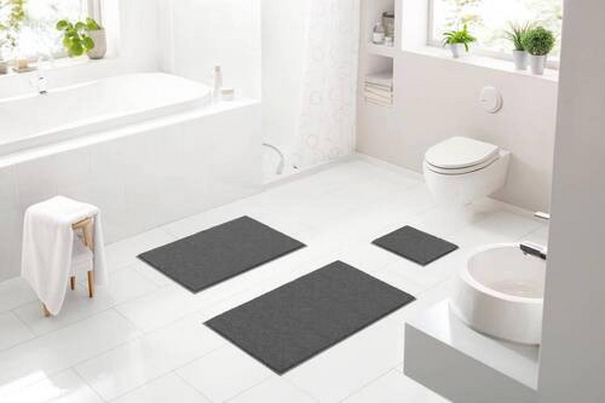 Bidet-Vorleger Ayla - Anthrazit, Basics, Textil (40/50cm) - Grund