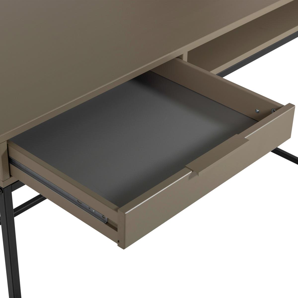 Schreibtisch Nore Schlammfarben B: 130 cm - Schlammfarben/Schwarz, MODERN, Holz/Metall (130/58/75cm) - Livetastic