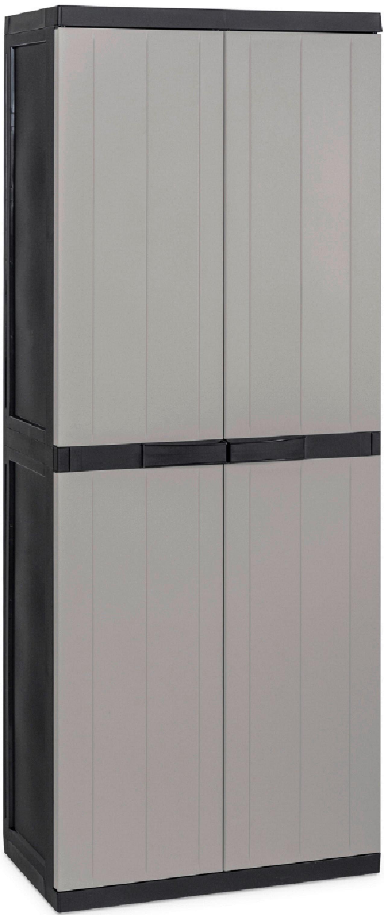 Geräteschrank versperrbar 65x165x37 cm, schwarz/Hellgrau