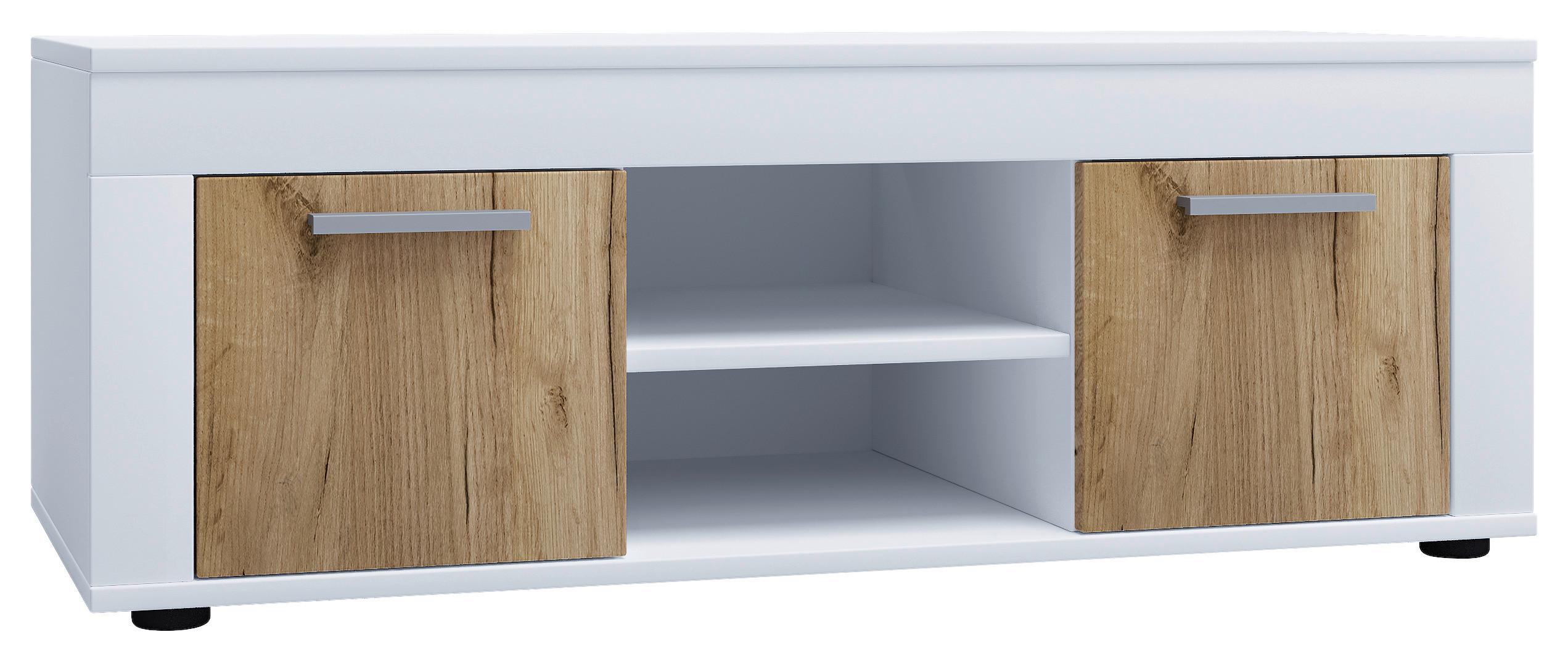 LOWBOARD Usilo Weiß Honigeiche Dekor