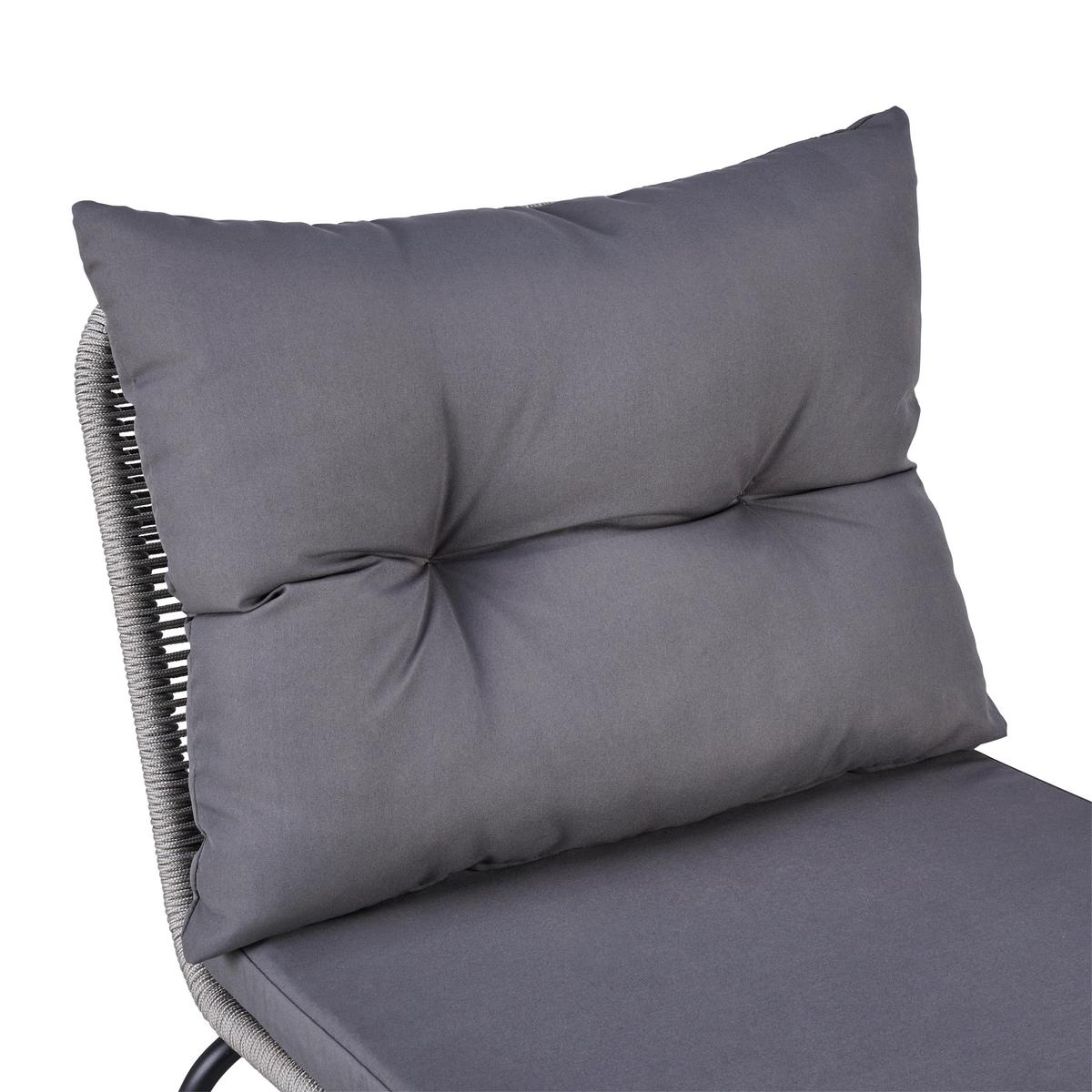 Gartensessel Stahl/textil Fußhocker - Dunkelgrau/Schwarz, MODERN, Textil/Metall (64-55/80/75cm) - Beldano