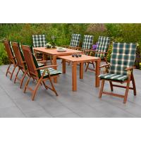 Gartenmöbel Set 18-tlg Comodoro Holz - Naturfarben/Grün, KONVENTIONELL, Holz/Textil - Gardenson