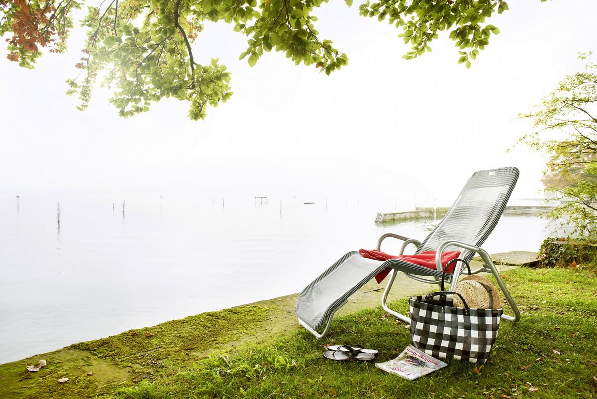 Sonnenliege Calypso Aus Metall/Textil, klappbar - Grau, MODERN, Textil/Metall (52/39/137cm) - Acamp