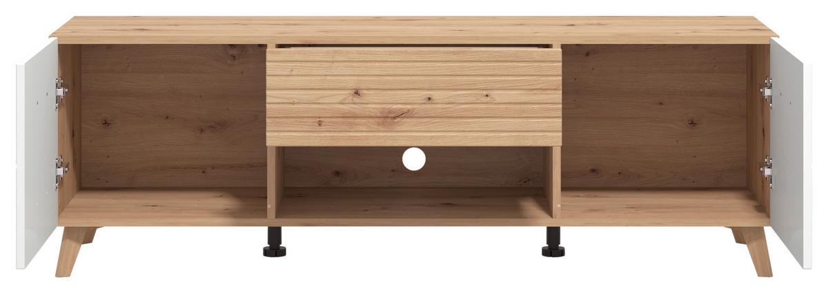 Tv-elem Bretagne - tölgyfa/fehér, Modern, faalapú anyag (147/50/41,5cm) - Best Price