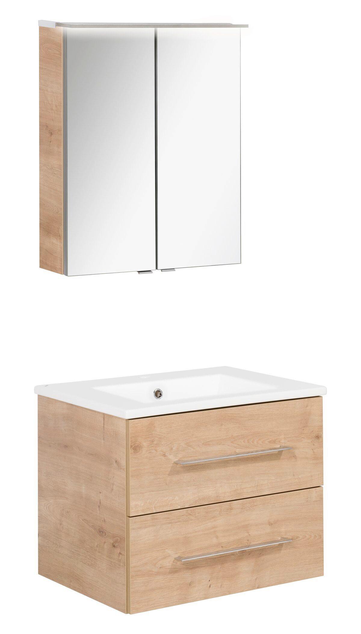 Badezimmer B.Perfekt Eichefarben 3-Teilig - Eichefarben/Weiß, Basics, Glas/Keramik (62,2cm) - MID.YOU