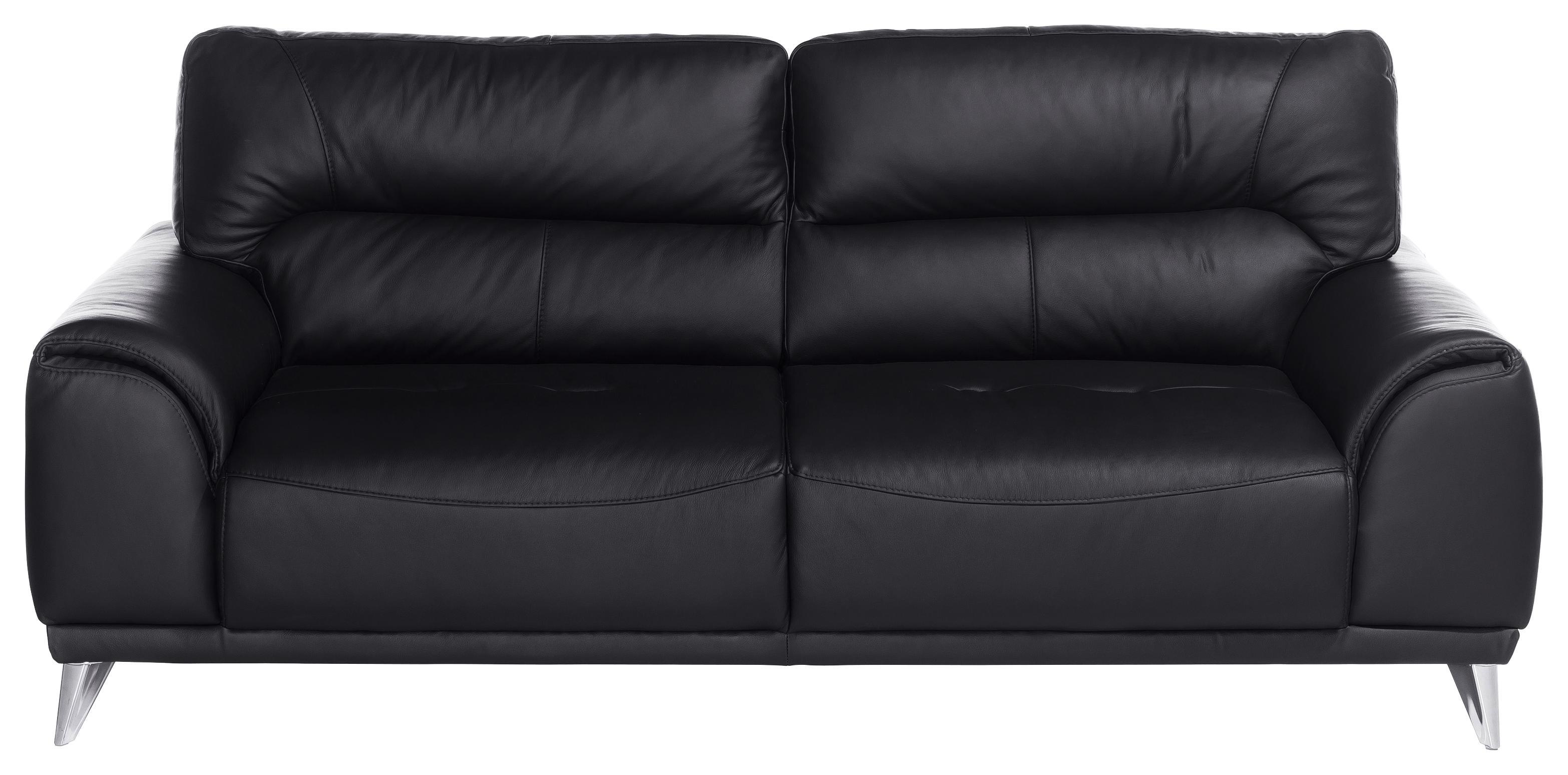 Schwarzes Dreisitzer-Sofa in Lederoptik