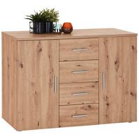 Kommode B 120cm Trio New, Eiche Dekor - Eichefarben/Grau, MODERN, Holzwerkstoff (120/86/50cm)