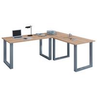 Eckschreibtisch Lona Sonoma Eiche B: 80 cm - Silberfarben/Sonoma Eiche, MODERN, Holzwerkstoff/Metall (160/80/76cm) - MID.YOU