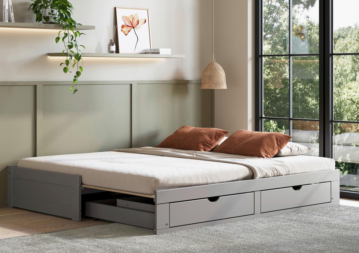 Ausziehbett Livio Ii - Grau, MODERN, Holz/Holzwerkstoff (90/200cm) - MID.YOU