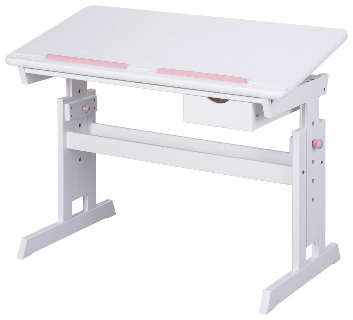 Jugendschreibtisch Mit Lade B 109 Cm H 63-96cm Baru, Weiß - Blau/Rosa, Basics, Holz/Holzwerkstoff (109/55/63-96cm) - MID.YOU