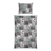 Bettwäsche Deer - Taupe/Grün, MODERN, Textil - Luca Bessoni
