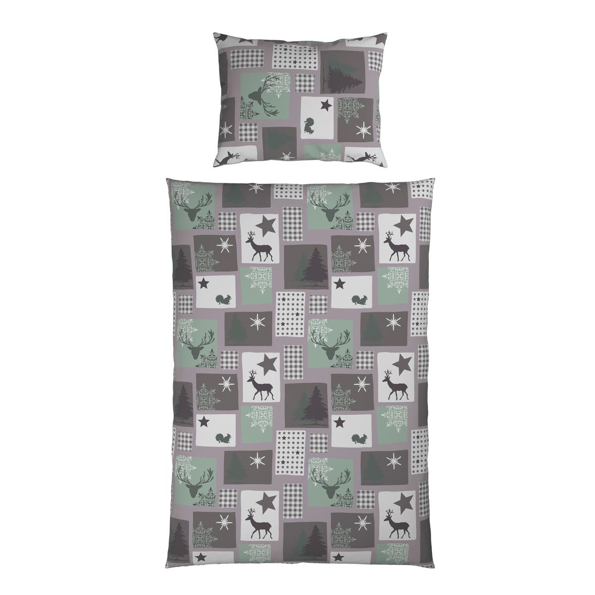 Bettwäsche Deer - Taupe/Grün, MODERN, Textil - Luca Bessoni