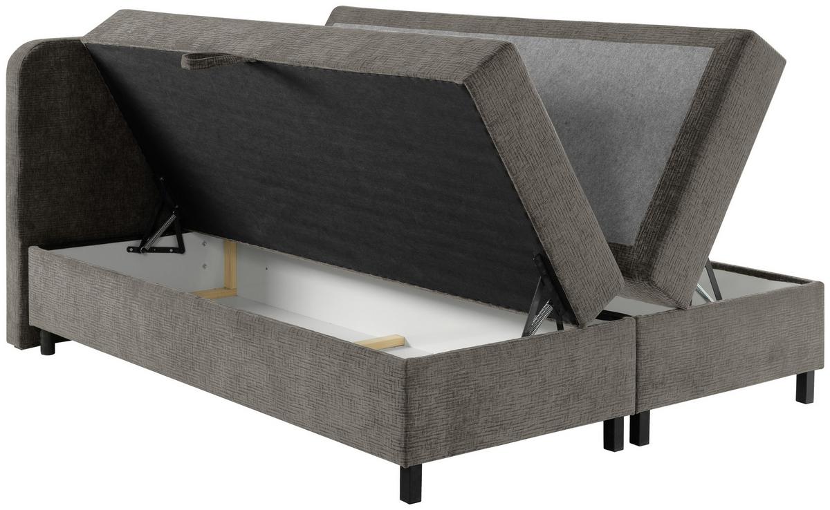 Boxbett Mit Topper & Bettkasten 180x200 Viva - Schwarz/Grau, MODERN, Holz/Kunststoff (180/200cm) - MID.YOU