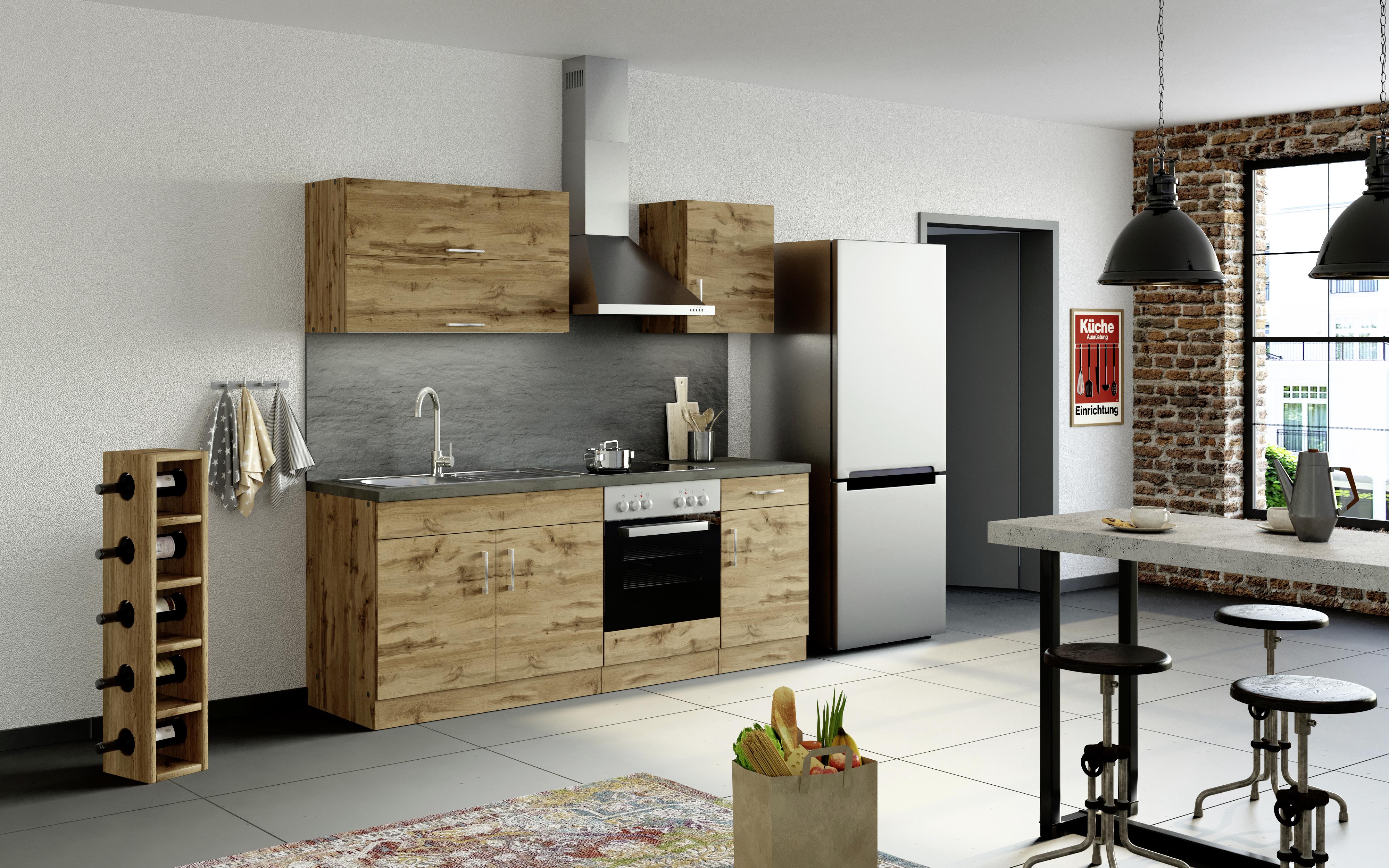 Küchenzeile in Eiche Dekor