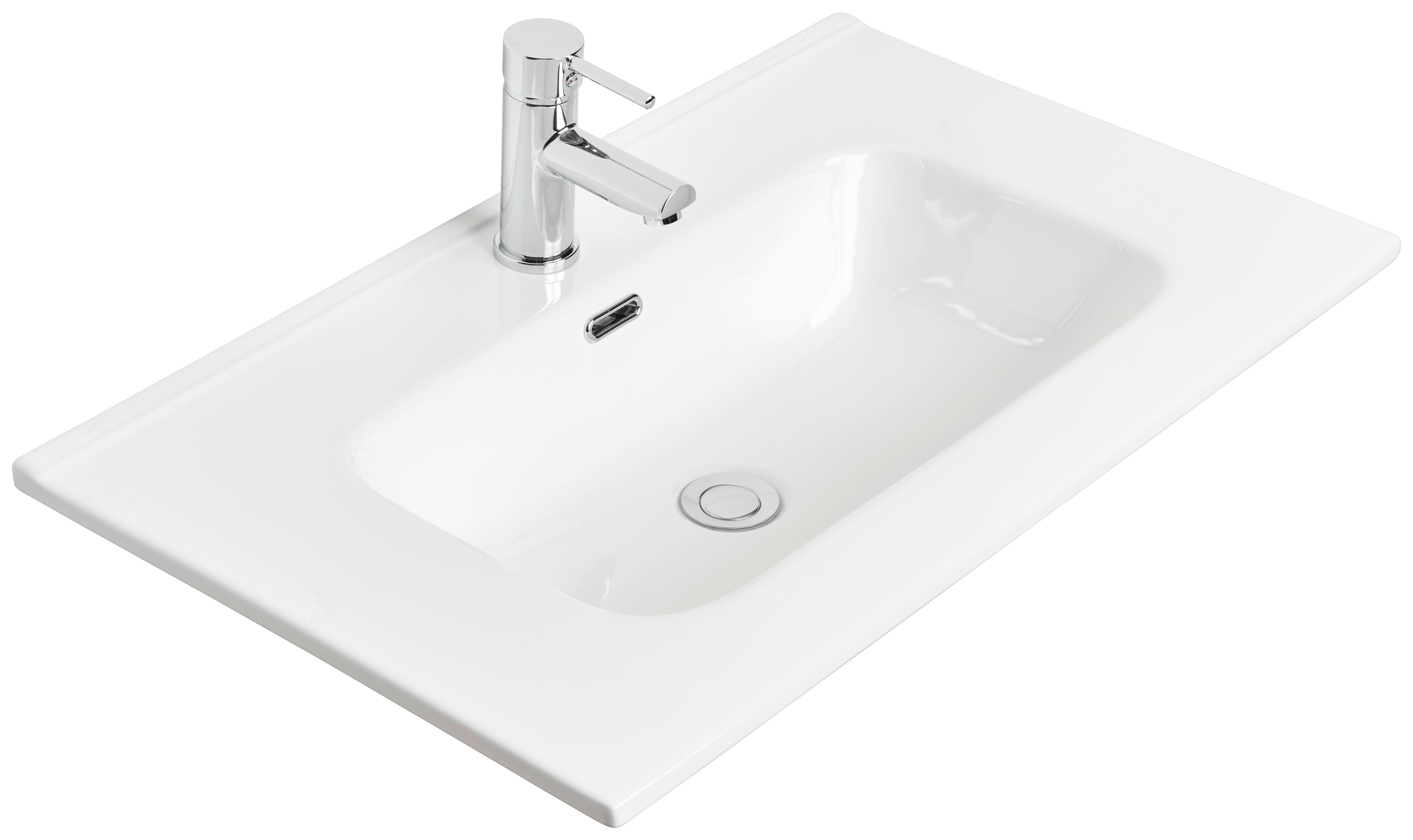 Waschbecken Denia Aus Keramik 75x46 cm Weiß - Weiß, KONVENTIONELL, Keramik (75/18/46cm)