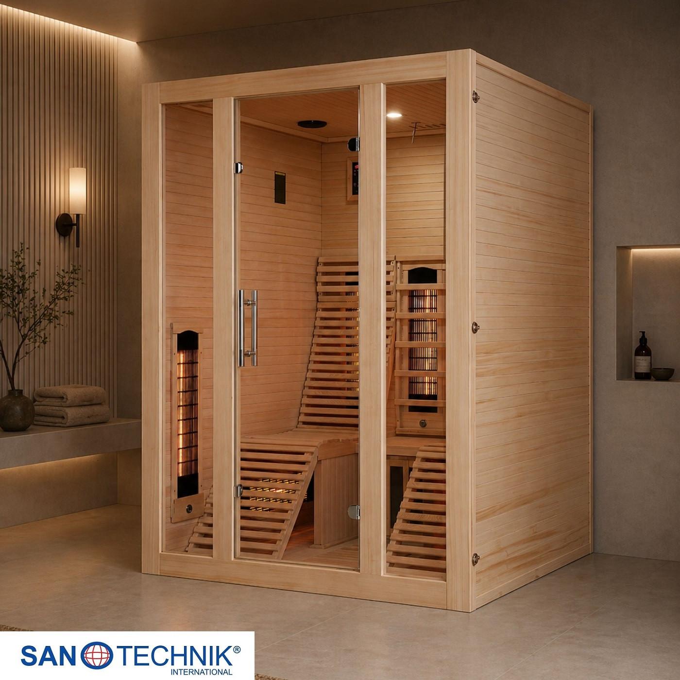 Infrarotkabine 2 Personen BHT: 150x200x150 cm + Glastür - Braun, Basics, Holz (150/200/150cm) - Sanotechnik
