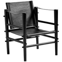 Loungesessel Safari 3155020 - Schwarz, ROMANTIK / LANDHAUS, Leder/Holz (59/79/61cm) - MID.YOU