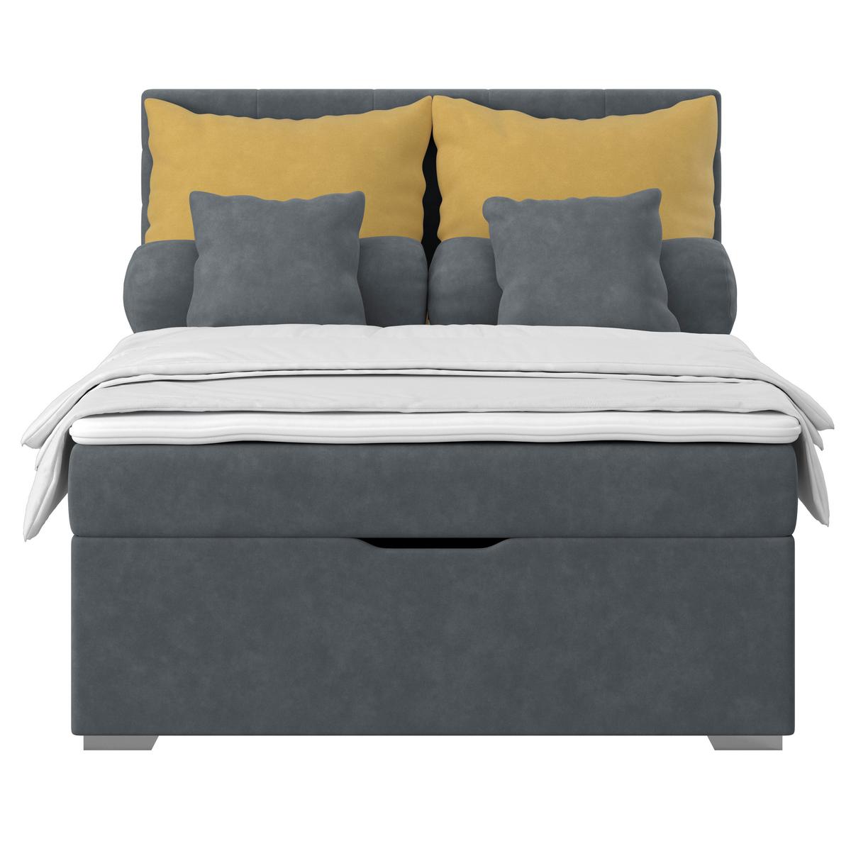 Kárpitozott Ágy Adria 140/200cm - szürkéskék, Konventionell, textil/fa