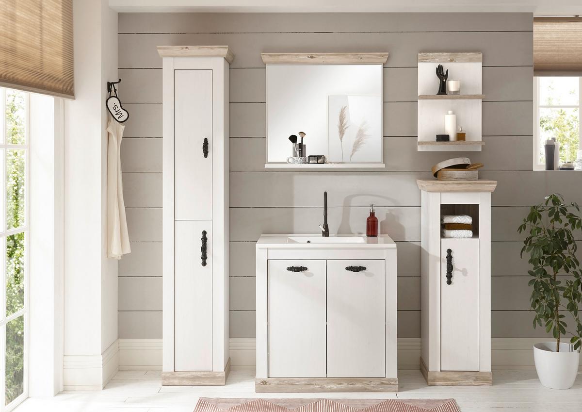 Badezimmer Florenz Pinienfarben B: 205cm - Weiß/Pinienfarben, Design, Naturmaterialien/Holzwerkstoff (205/200/46cm) - MID.YOU