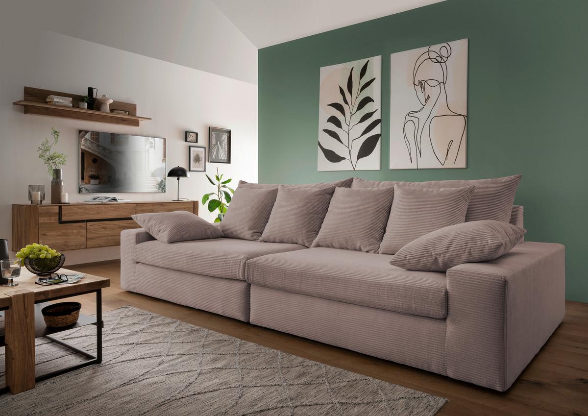 4-Sitzer-Sofa Avellino Rosa - Schwarz/Rosa, MODERN, Textil (308/80/140cm) - Livetastic