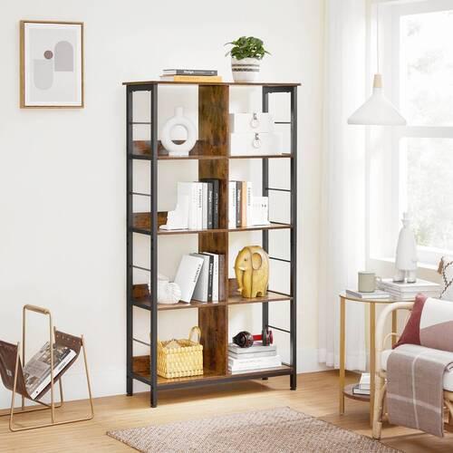 Nástenná knihovna IRON - hnedá/čierna, Basics, kov/kompozitné drevo (80/149/33cm) - Boxxx