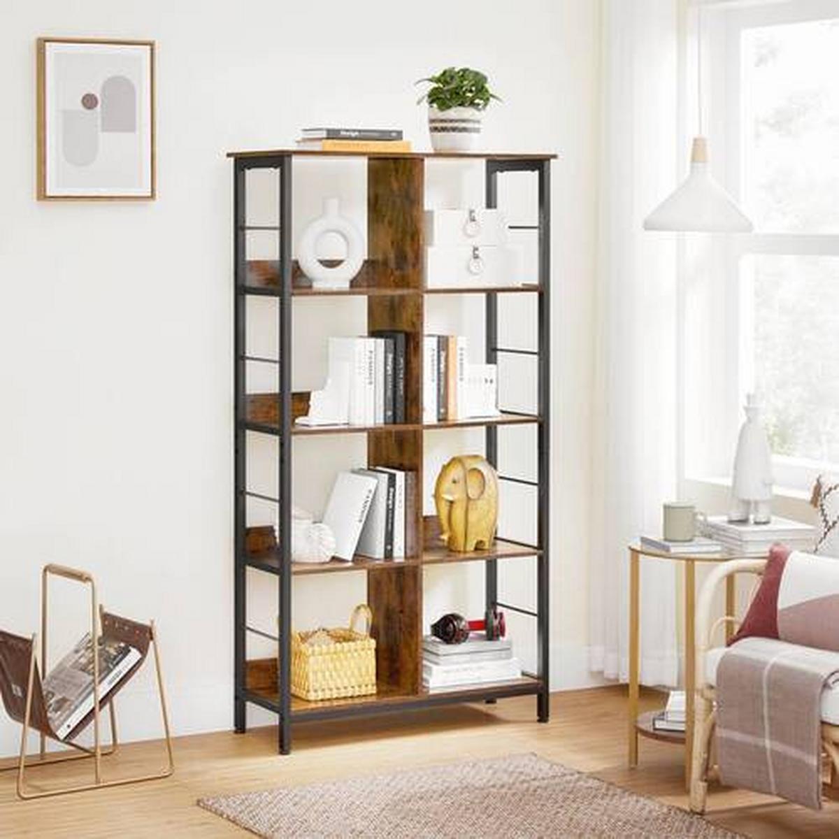 Bücherwand Iron B: 80 Cm Braun/schwarz - Schwarz/Braun, Basics, Holzwerkstoff/Metall (80/149/33cm) - Boxxx