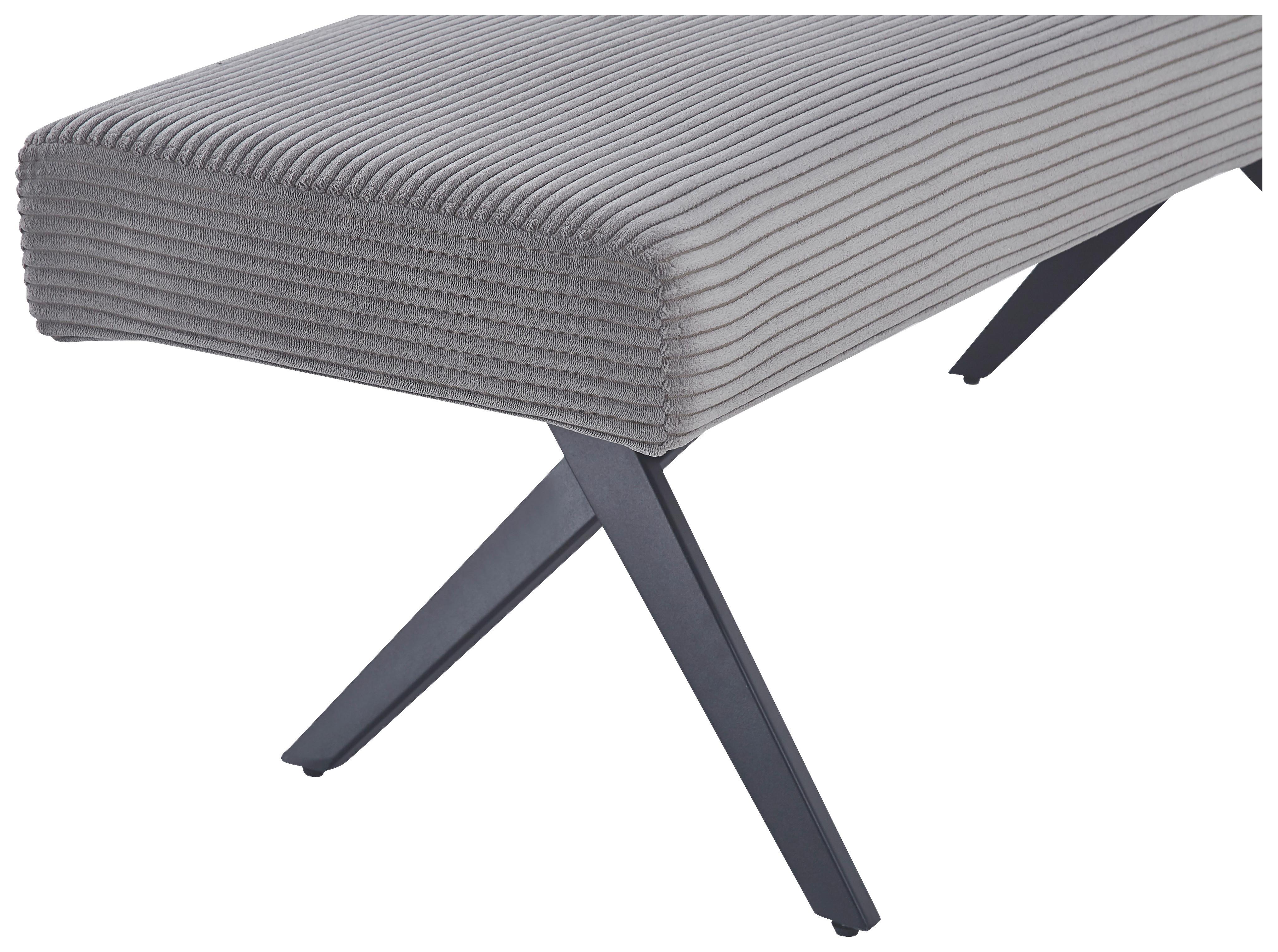 Sitzbank Ohne Lehne Cord Dunkelgrau, B: 140 Cm - Dunkelgrau/Schwarz, KONVENTIONELL, Textil/Metall (140/49/47cm) - MID.YOU