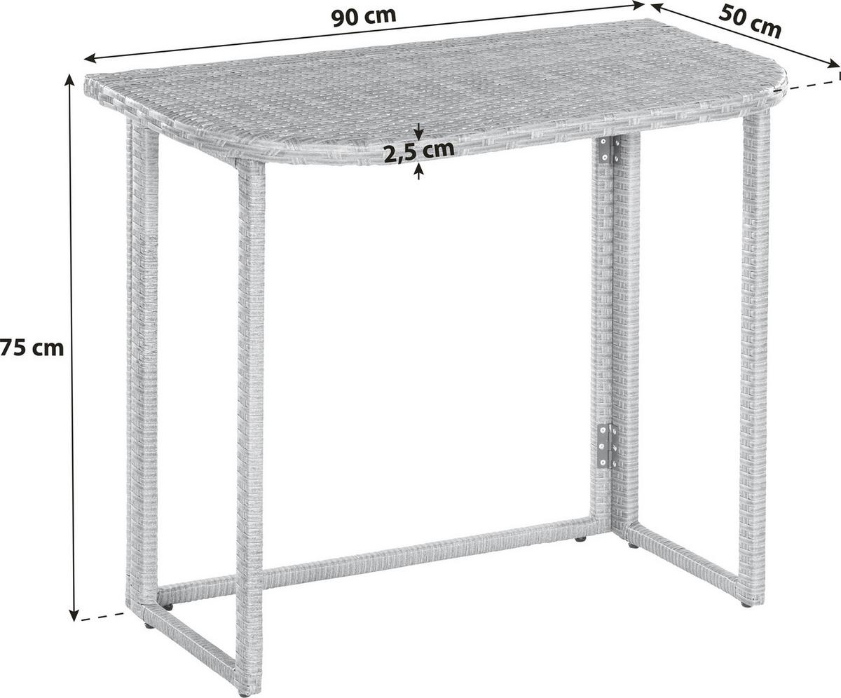 Gartentisch Klappbar Metall/Kunststoff L: 90 cm - Braun, KONVENTIONELL, Kunststoff/Metall (90/50/75cm) - Gardenson
