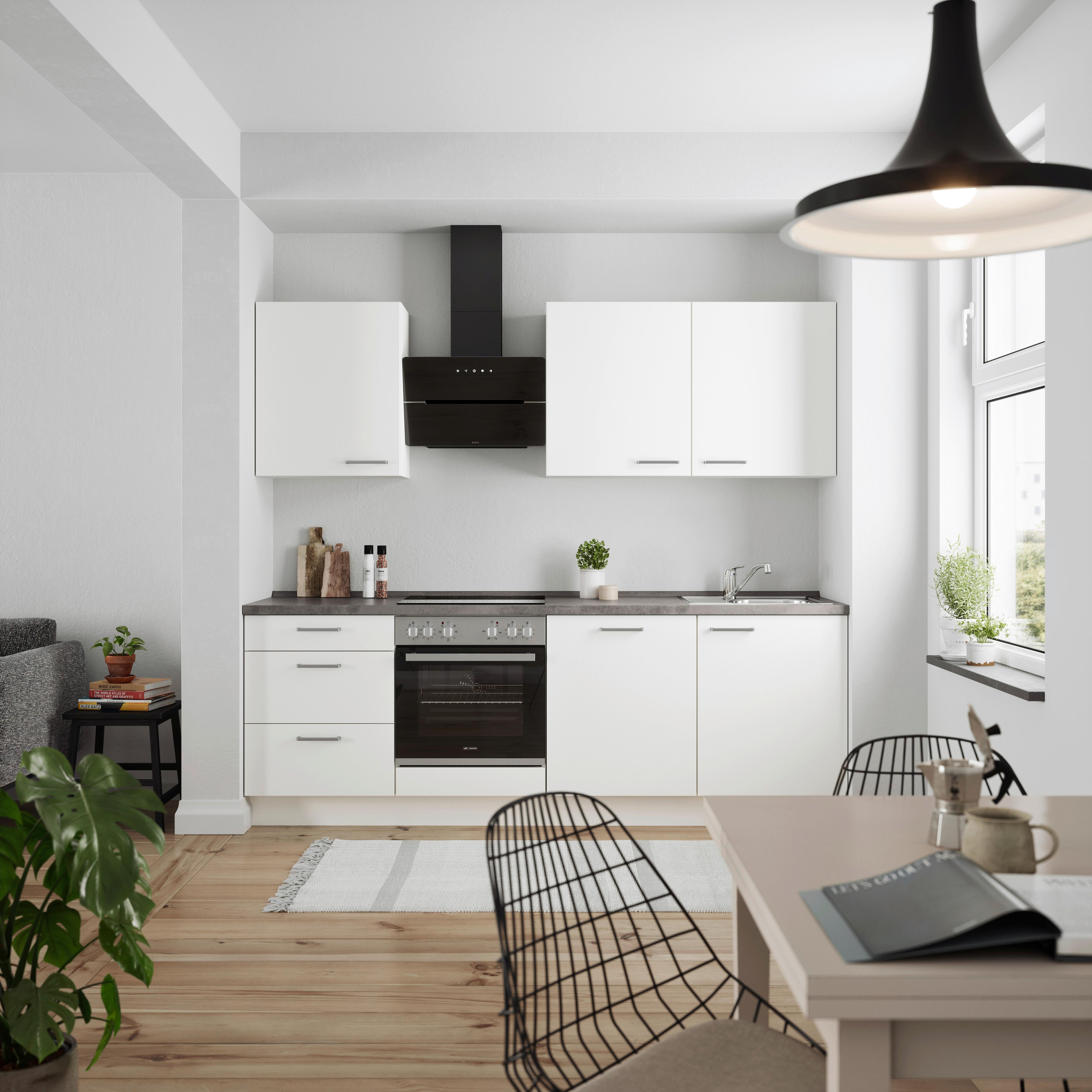 KÜCHENLEERBLOCK TOUCH HIGH - LINE, H9 LINKS - Weiß/Grau, MODERN, Holzwerkstoff (240cm) - Nobilia