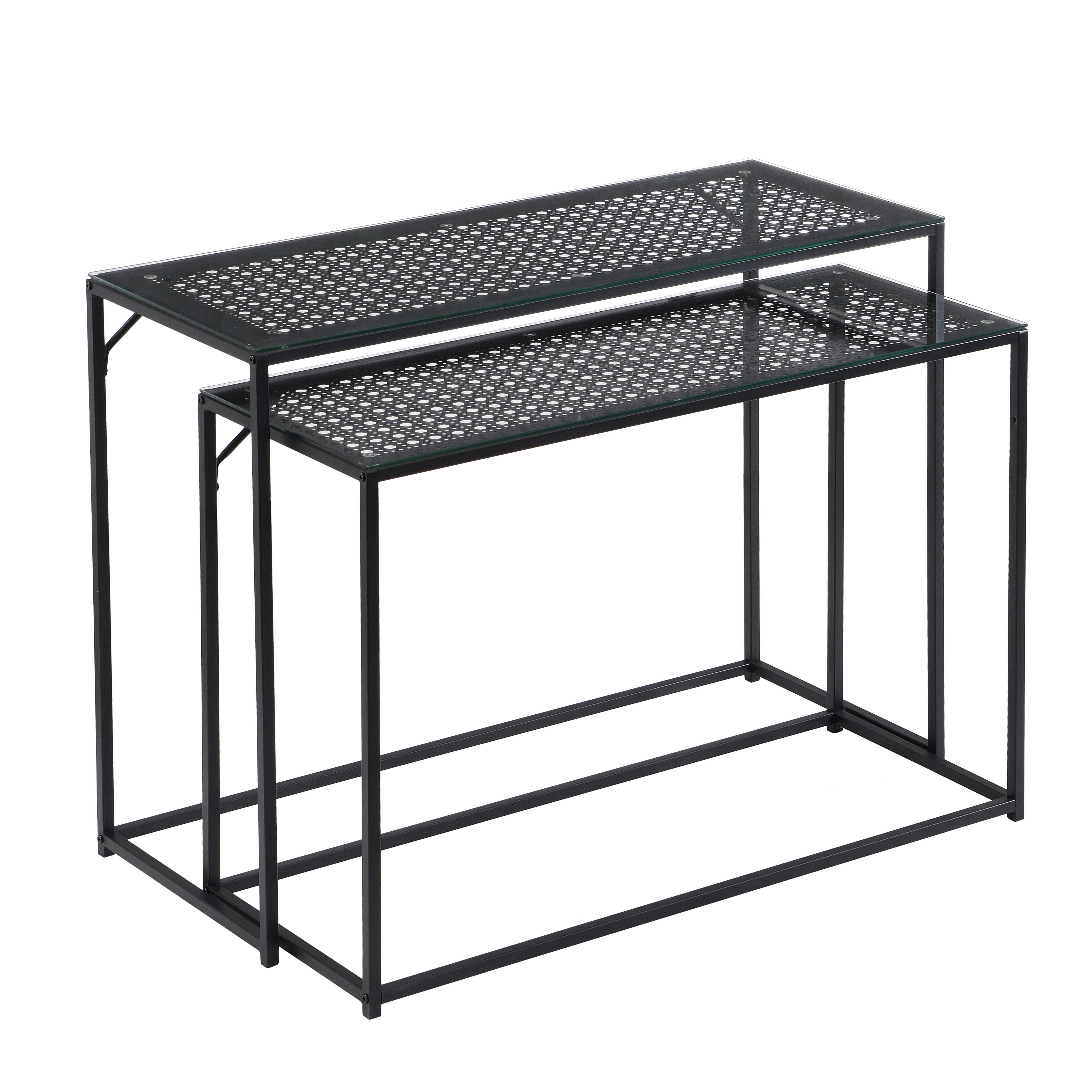 BEISTELLTISCHSET Schwarz B: 100 cm - Schwarz, Design, Glas/Metall (100/40/77cm) - MID.YOU