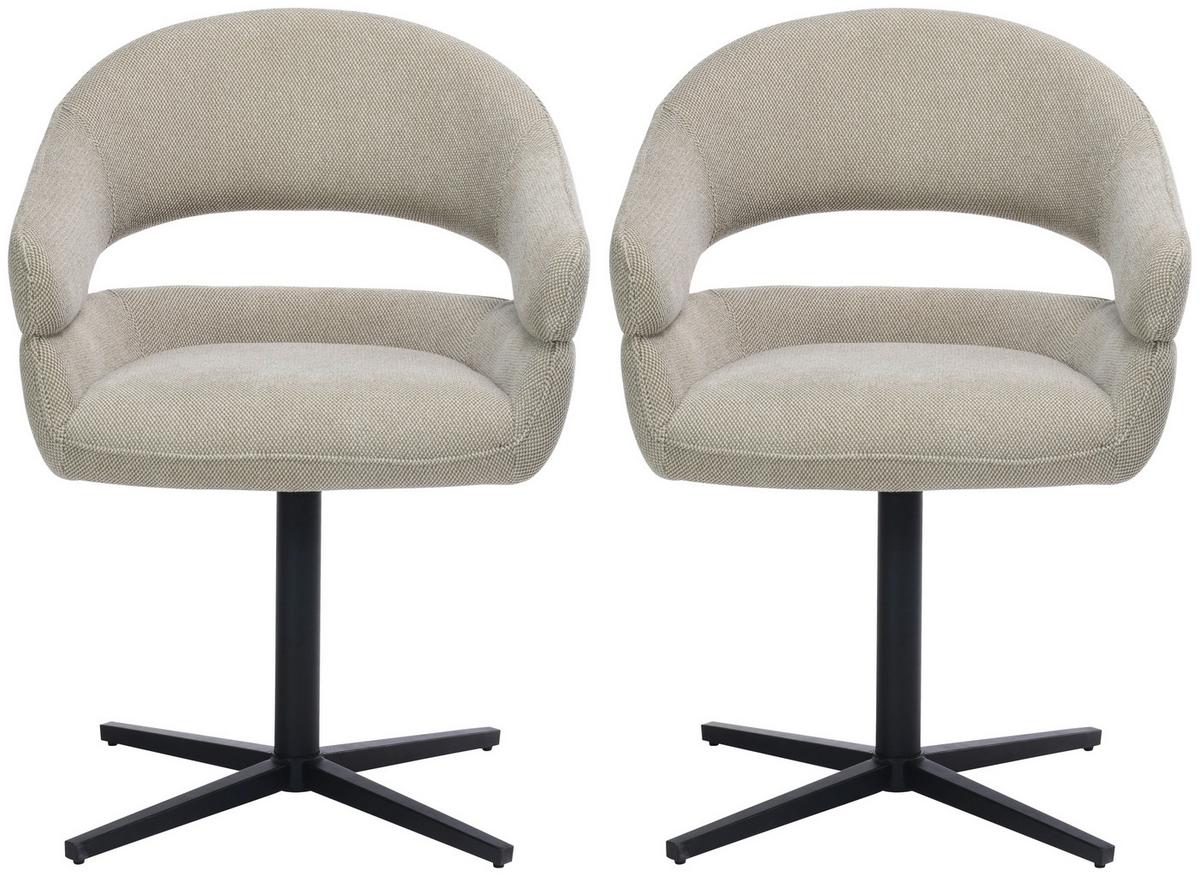 Armlehnstuhl Sigrid Leinenoptik Braun drehbar - Schwarz/Braun, MODERN, Holz/Textil (62/84/58cm) - My Baby Lou