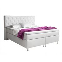 Boxspringbett Mit Topper 1801x200 Cm Turin - Silberfarben/Weiß, KONVENTIONELL, Leder/Textil (180/200cm) - MID.YOU