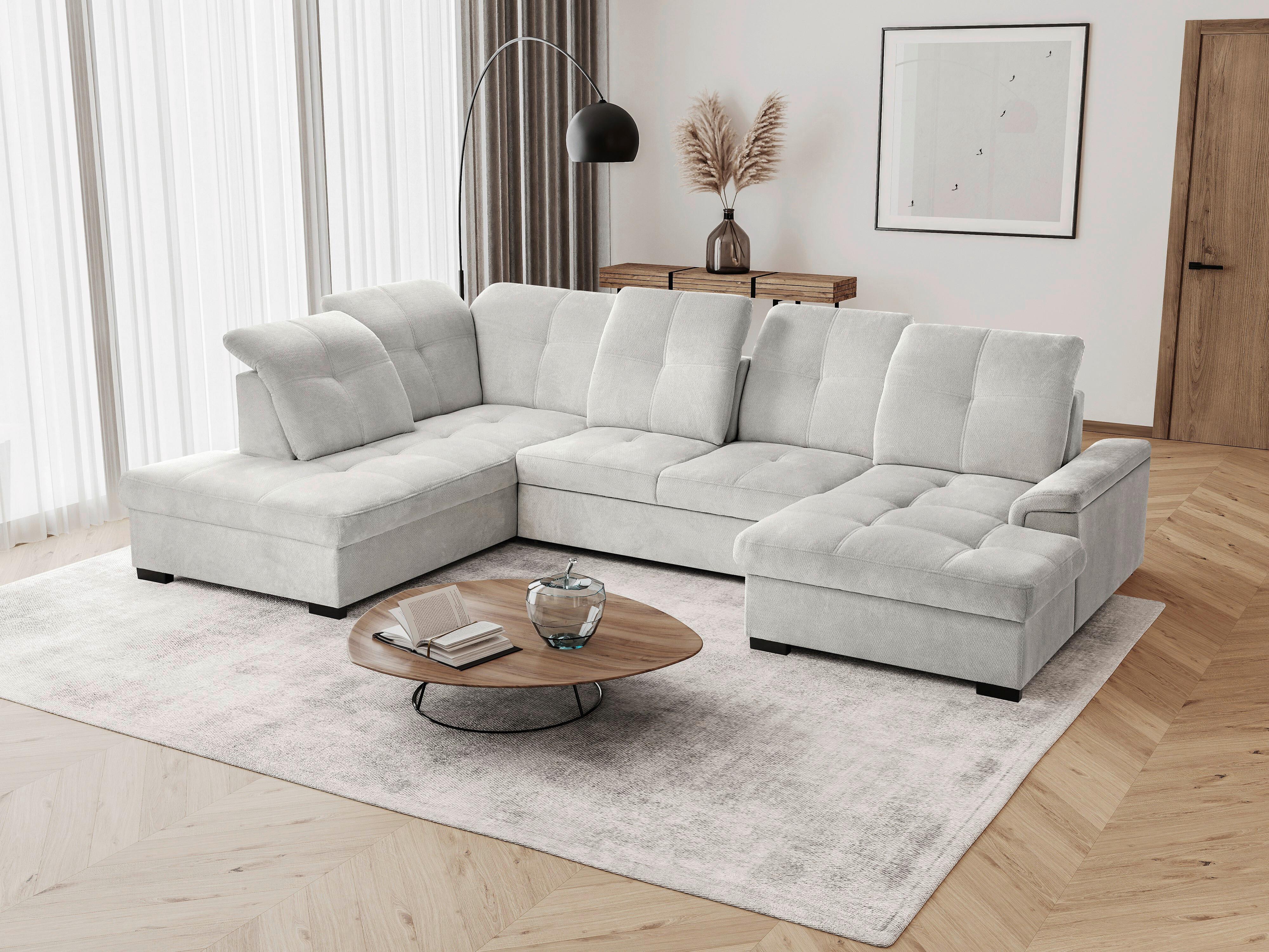 Sarokkanapé Prada - ezüst/szürkésbarna, Modern, textil (230/358/176cm)