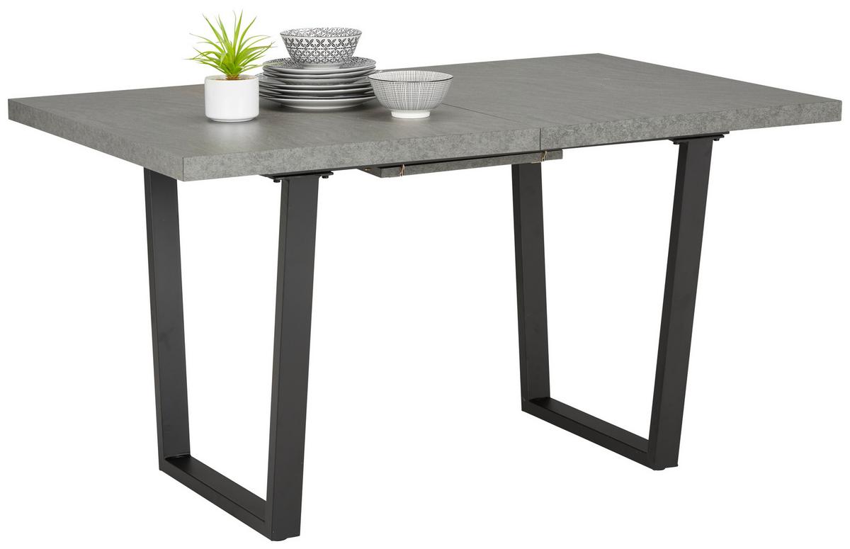 Rozkladací jídelní stůl Nils, 140-180x85cm, tmavě šedý - černá/tmavě šedá, Moderní, kov/kompozitní dřevo (140-180/85/76cm) - Mömax