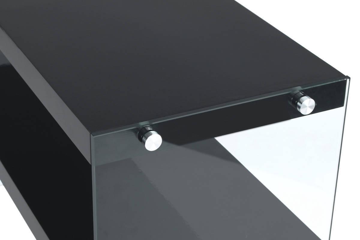 Beistelltisch mit Ablage Elementary Schwarz - Klar/Schwarz, Basics, Glas/Holzwerkstoff (32/110/75cm) - Kayoom