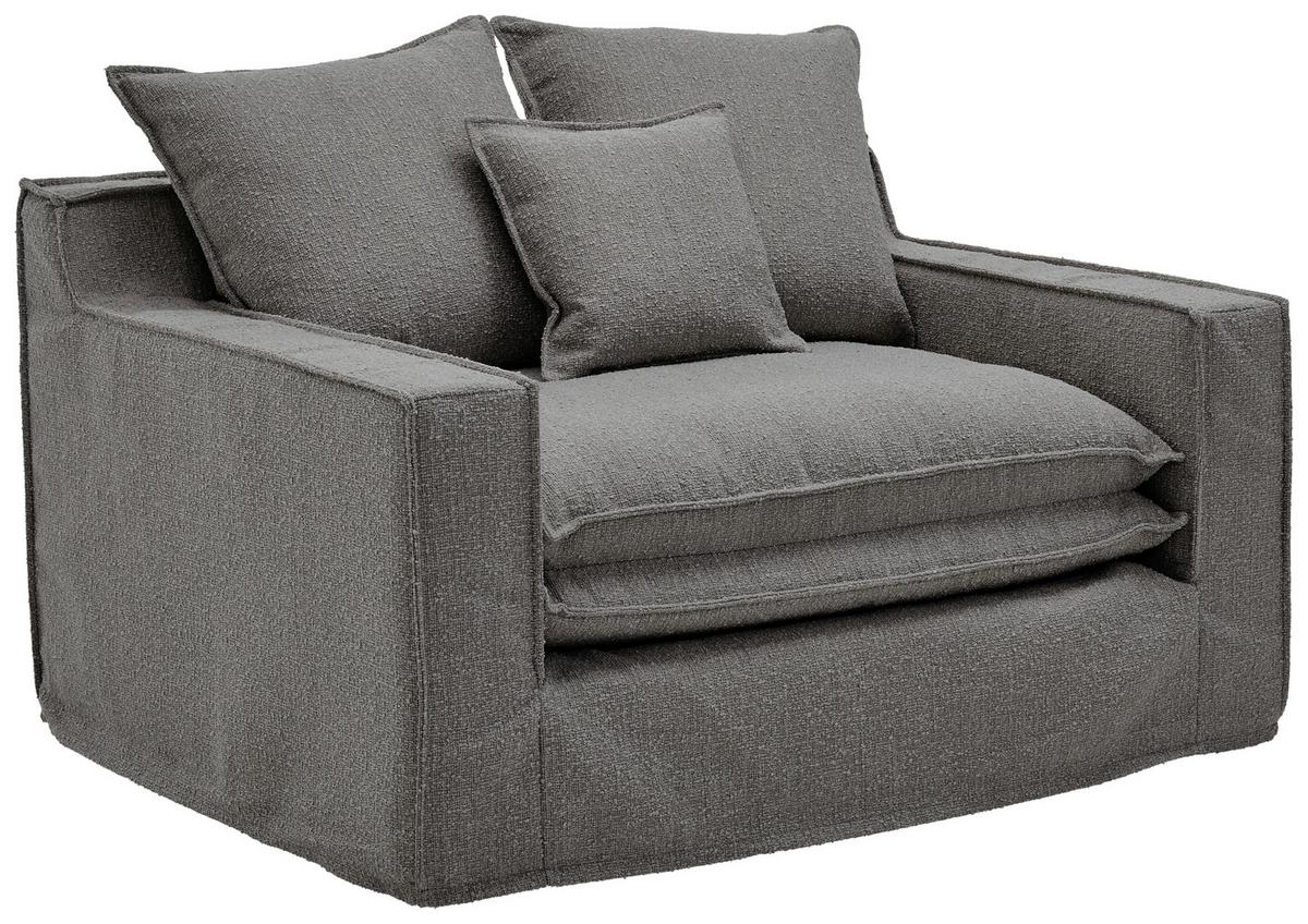 Sessel Aurora - Schwarz/Grau, Trend, Textil (129/92/105cm) - Livetastic