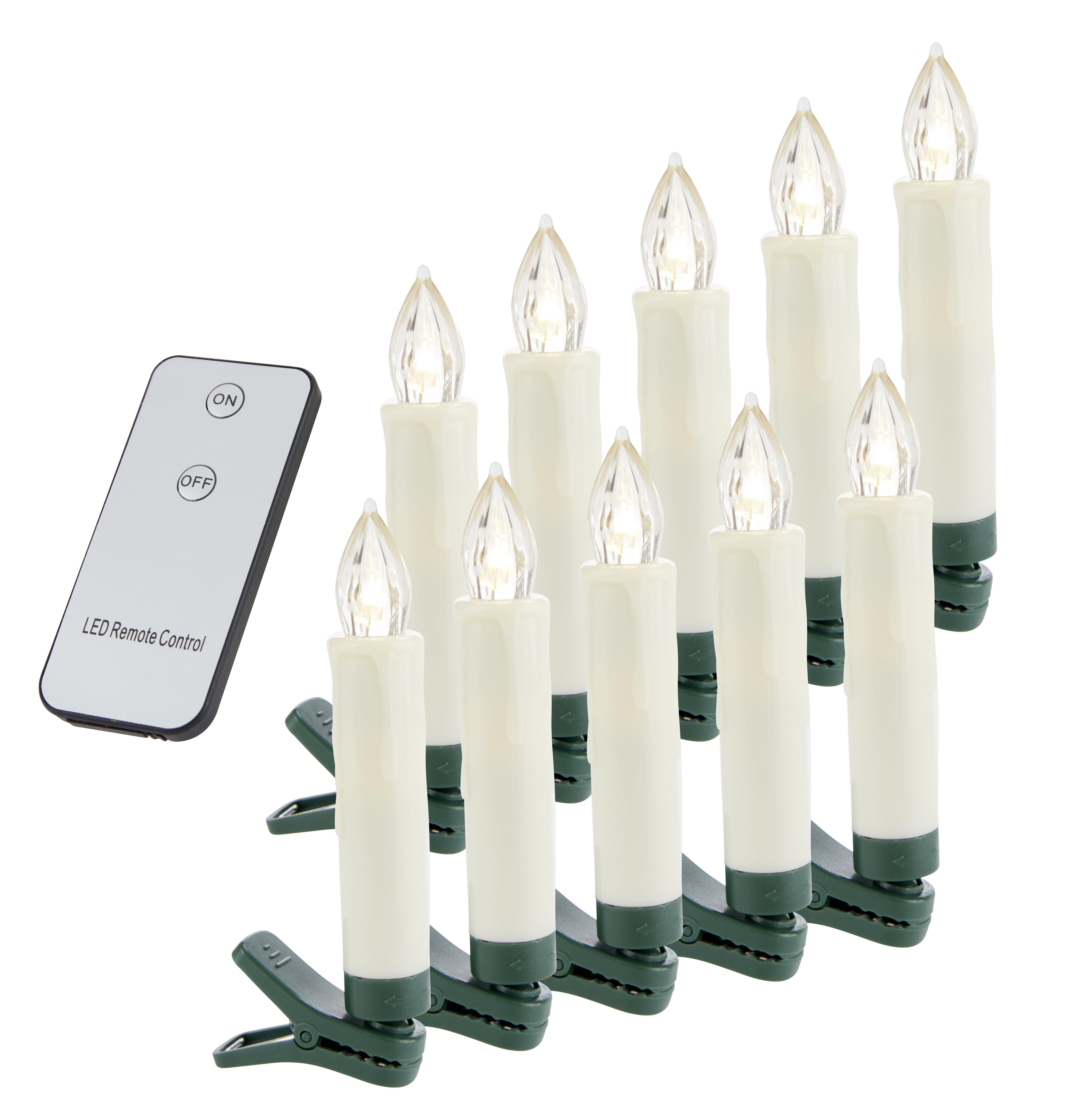 LED-Kerzen Toby Weiß mit Fernbedienung 10er-Set - Creme, ROMANTIK / LANDHAUS, Kunststoff (1,5/10,5cm) - James Wood