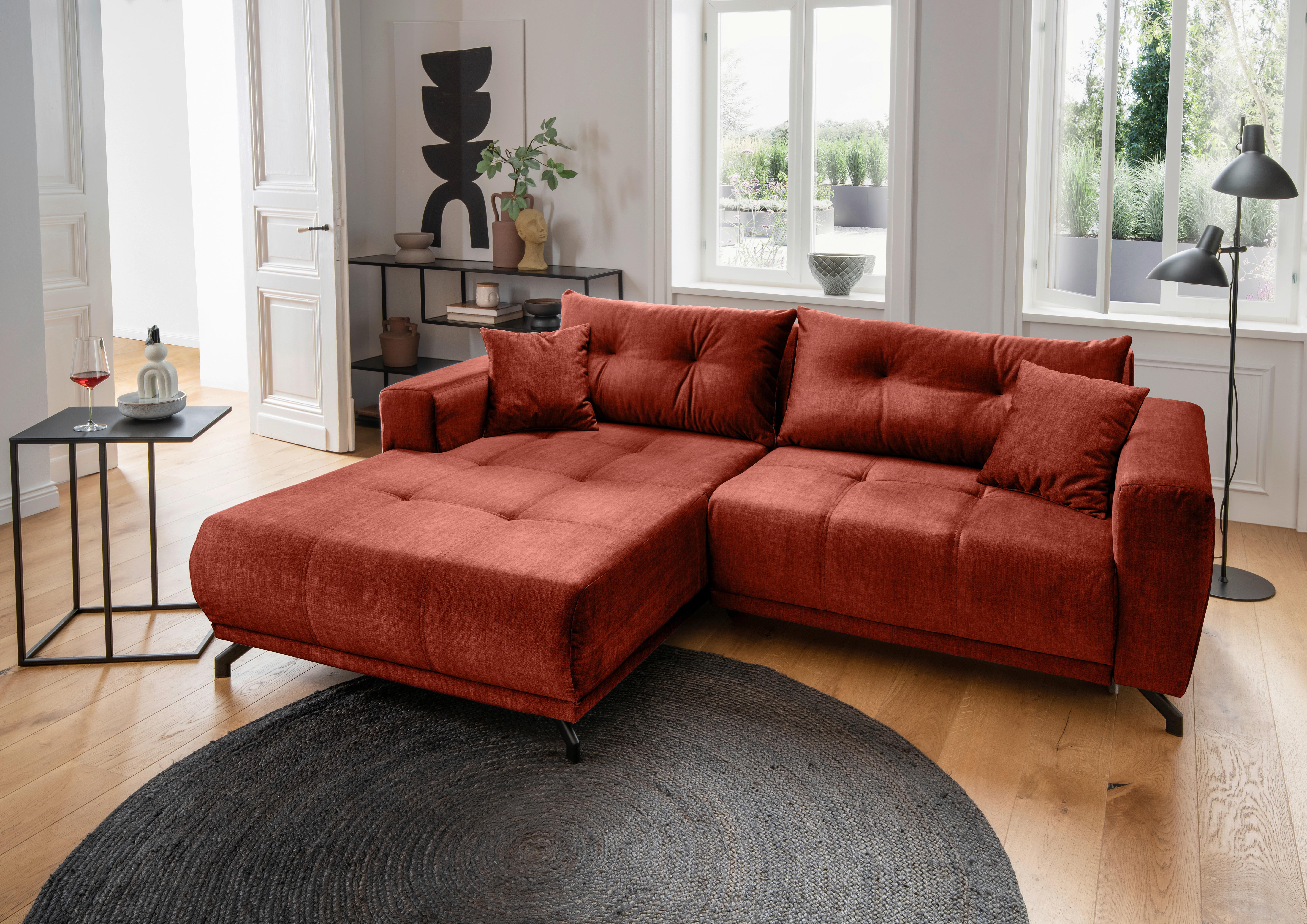 Ecksofa Restato Koralle S: 177x246 cm - Koralle/Schwarz, MODERN, Textil (177/246cm) - MID.YOU