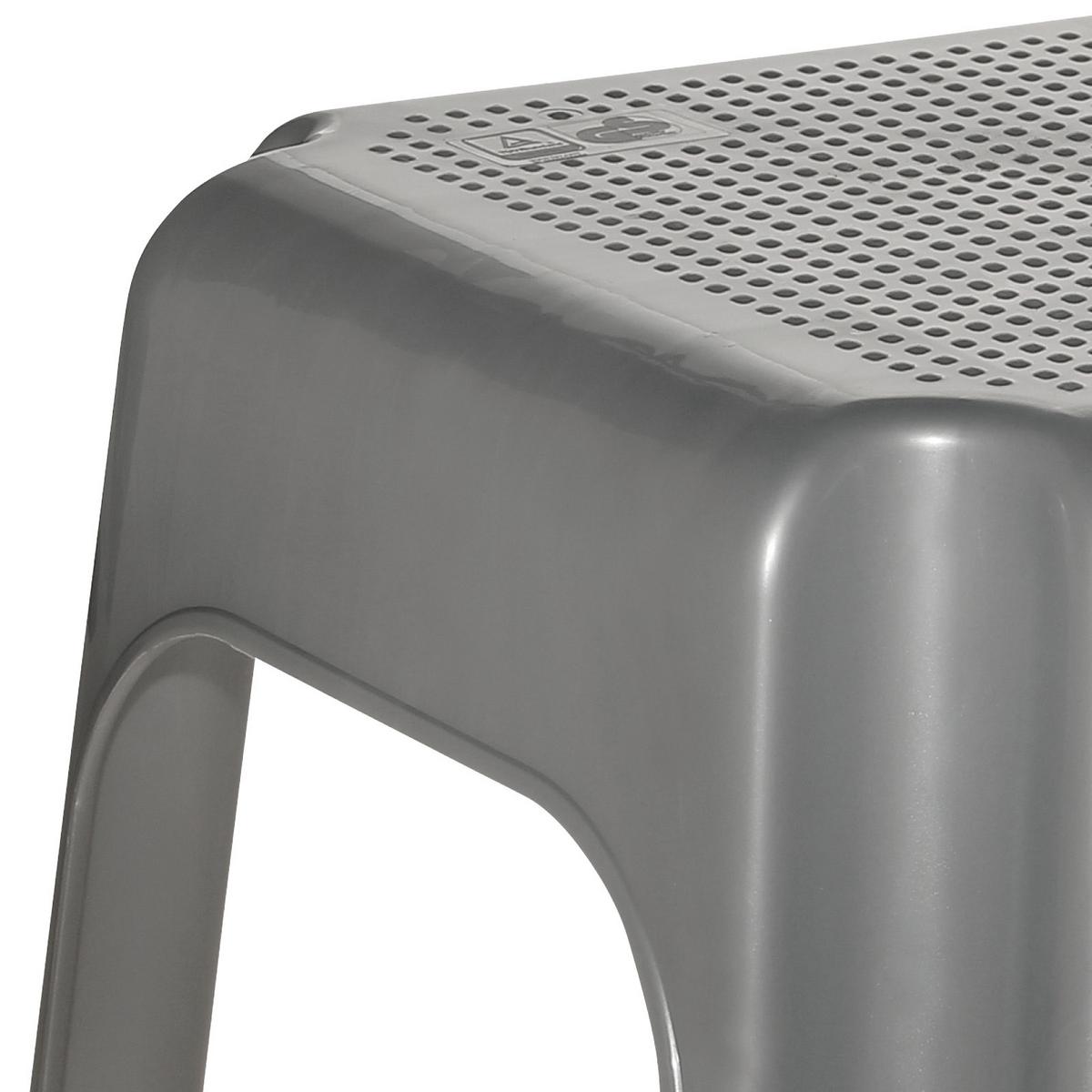 Tritthocker Silber Bis 150 Kg, H: 24 cm - Silberfarben, KONVENTIONELL, Kunststoff (36,5/30/24cm)