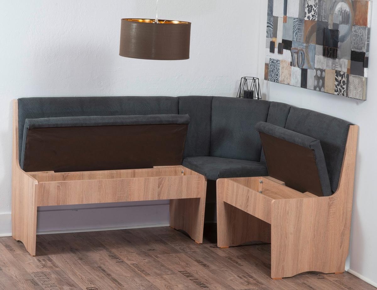 Eckbank Duisburg Titanic Grau, Eiche B: 125 cm - Grau/Sonoma Eiche, KONVENTIONELL, Holzwerkstoff/Textil (125/89/165cm) - MID.YOU