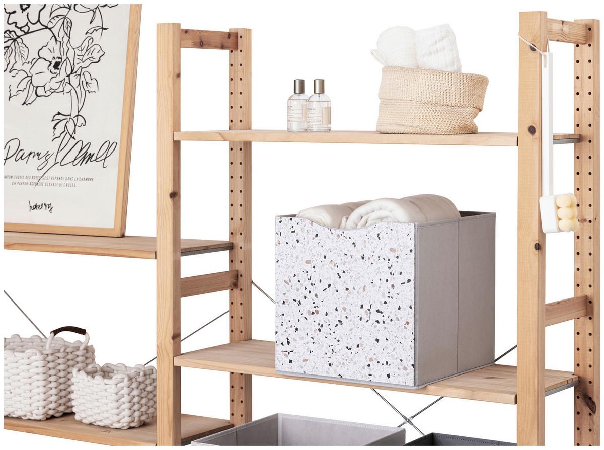 Skládací krabice BETTY - šedá, Konvenční, kompozitní dřevo/textil (33/33/32cm) - Mömax