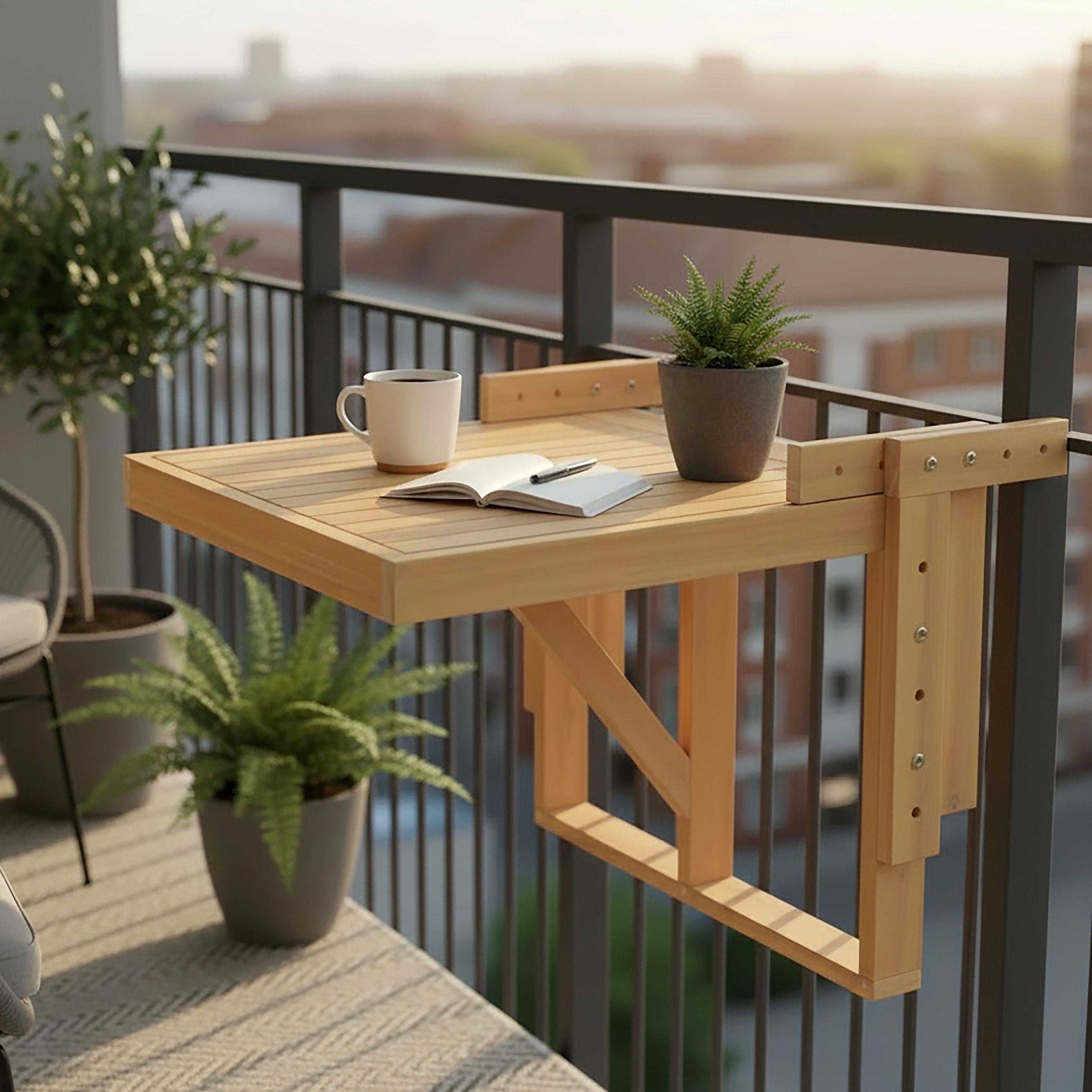 STÔL NA BALKÓN HELENO - farba akácie, Modern, drevo (50/38/60cm) - Bessagi Garden