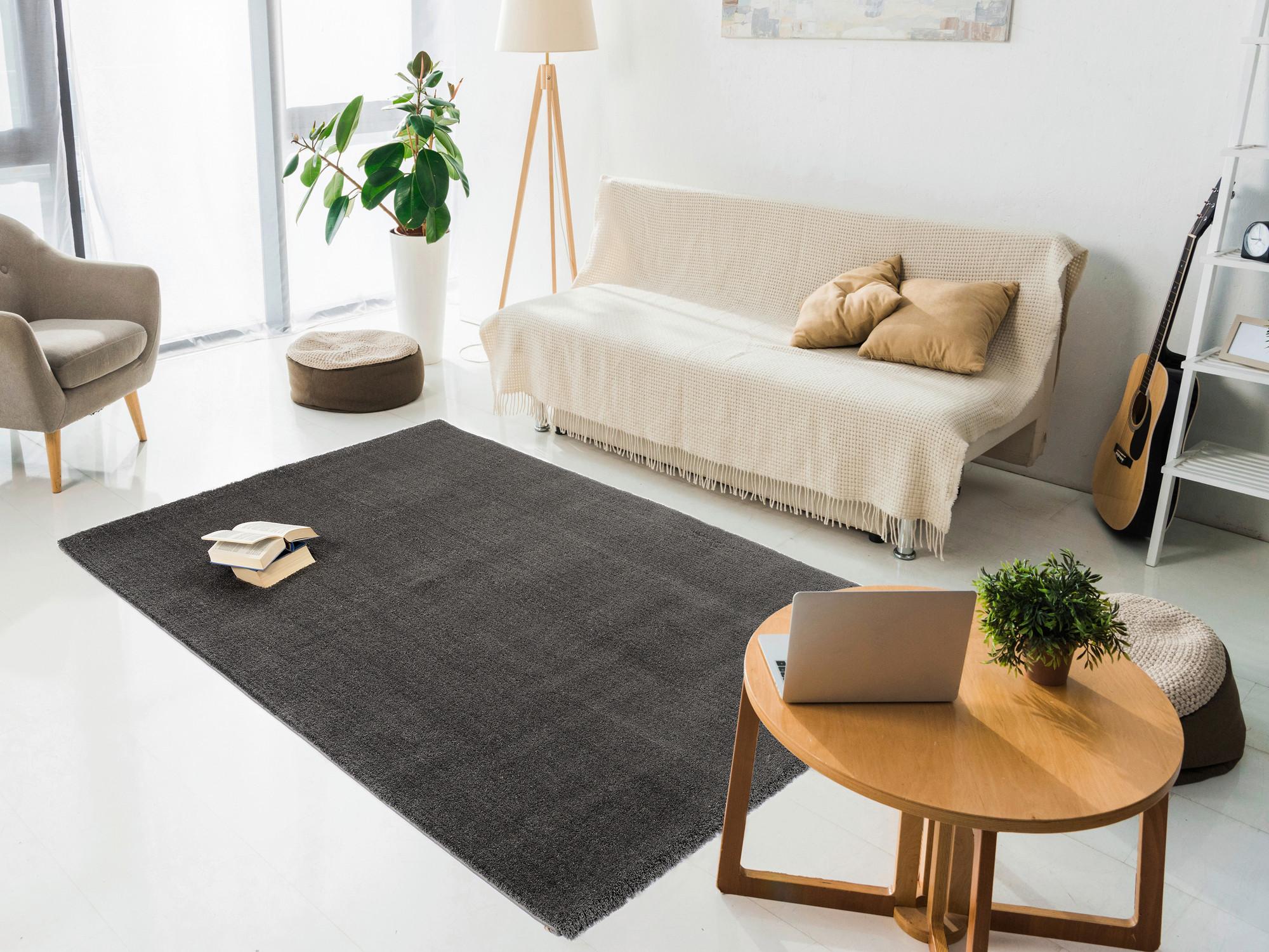 Webteppich Dunkelgrau Sunshine 240x290 cm - Dunkelgrau, Basics, Textil (240/290cm) - Novel