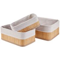 Aufbewahrungsbox Ursula 3er-Set Textil - Naturfarben/Weiß, Basics, Karton/Naturmaterialien - Luca Bessoni