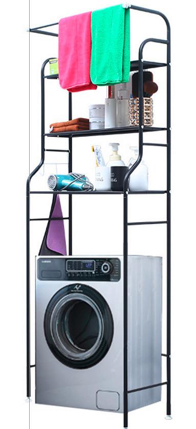 Waschmaschinenregal Anton - Schwarz, Trend, Metall (65/162/25cm) - Homezone