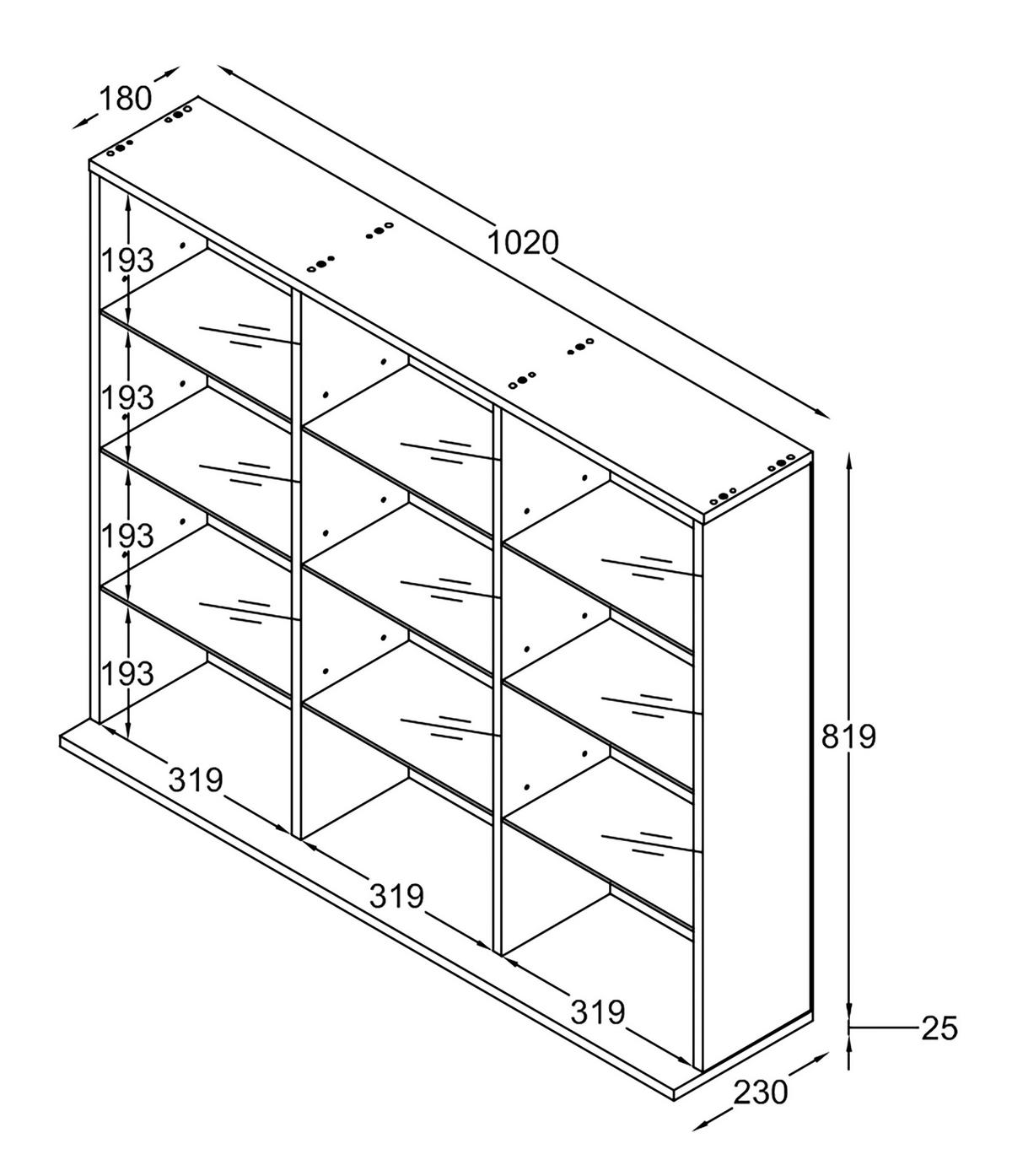 Regal Zilas Anthrazit Dekor B: 102cm - Anthrazit, Design, Glas/Holzwerkstoff (102/82/23cm) - MID.YOU